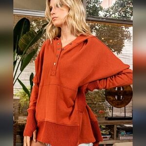 Rust Orange Hooded Sweatshirt FREE PEOPLE